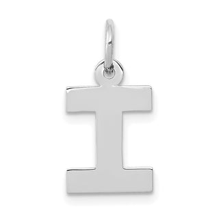 14K White Gold Small Block Initial I Charm