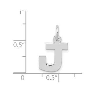 14K White Gold Small Block Initial J Charm