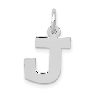 14K White Gold Small Block Initial J Charm