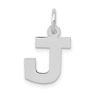 14K White Gold Small Block Initial J Charm