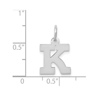 14K White Gold Small Block Initial K Charm