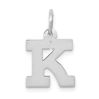 14K White Gold Small Block Initial K Charm