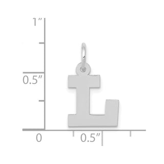14K White Gold Small Block Initial L Charm