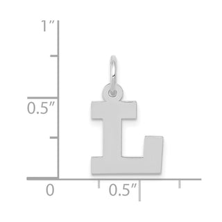 14K White Gold Small Block Initial L Charm