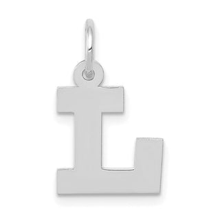 14K White Gold Small Block Initial L Charm