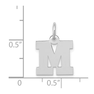 14K White Gold Small Block Initial M Charm