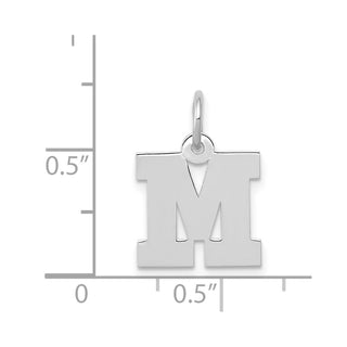 14K White Gold Small Block Initial M Charm