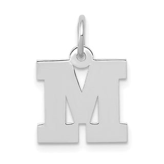 14K White Gold Small Block Initial M Charm