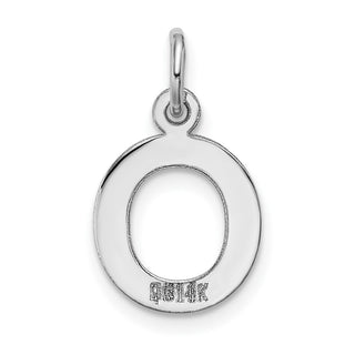 14K White Gold Small Block Initial O Charm