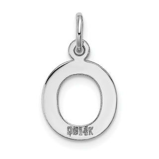 14K White Gold Small Block Initial O Charm