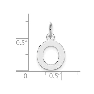 14K White Gold Small Block Initial O Charm
