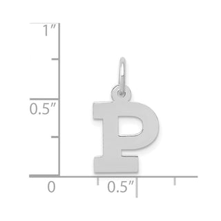 14K White Gold Small Block Initial P Charm