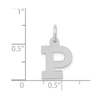 14K White Gold Small Block Initial P Charm