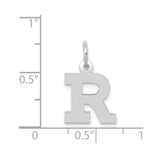 14K White Gold Small Block Initial R Charm