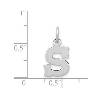 14K White Gold Small Block Initial S Charm