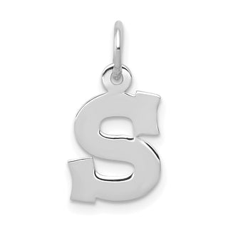14K White Gold Small Block Initial S Charm