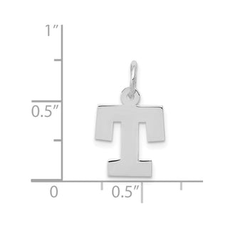 14K White Gold Small Block Initial T Charm
