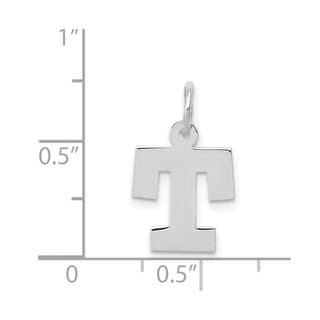 14K White Gold Small Block Initial T Charm