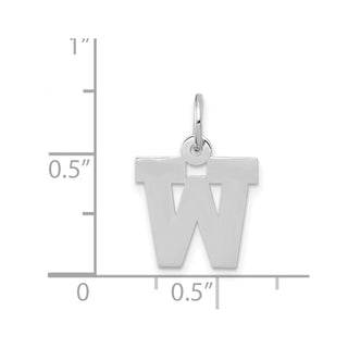 14K White Gold Small Block Initial W Charm