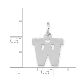14K White Gold Small Block Initial W Charm