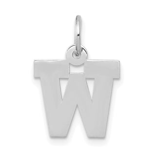 14K White Gold Small Block Initial W Charm