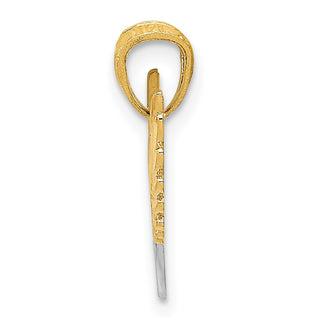 14k Yellow Gold and Rhodium Polished Hearts with Wings Pendant