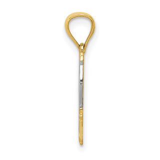 14k Yellow Gold And Rhodium Mom Heart Pendant