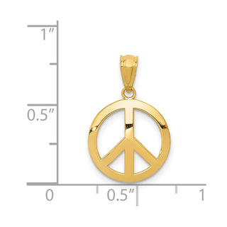 14k Yellow Gold Polished Peace Sign Circle Pendant