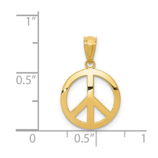 14k Yellow Gold Polished Peace Sign Circle Pendant