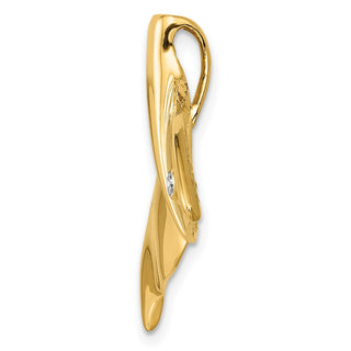 Mens 14k Yellow Gold Diamond Whale Tail Slide