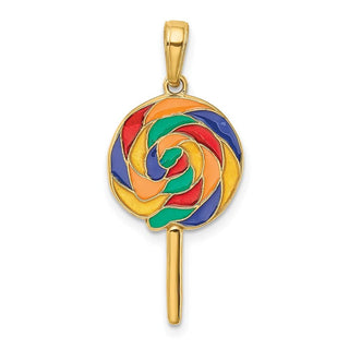 14k Yellow Gold 3D Enameled Lollipop Pendant
