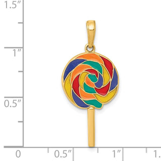 14k Yellow Gold 3D Enameled Lollipop Pendant