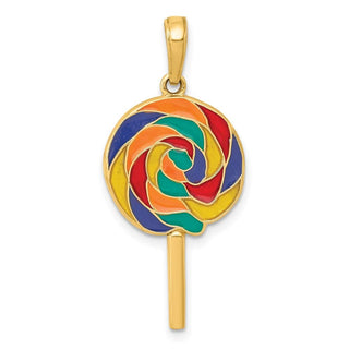14k Yellow Gold 3D Enameled Lollipop Pendant