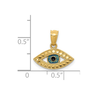 14k Yellow Gold Enameled Eye Pendant