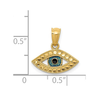 14k Yellow Gold Enameled Eye Pendant