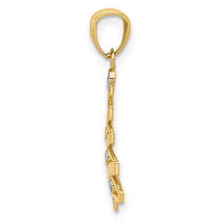 14k Yellow Gold And Rhodium Christmas Tree Pendant