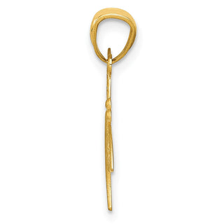 14k Yellow Gold Satin Diamond-Cut Dragonfly Pendant