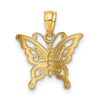 14k Yellow Gold Diamond-cut Butterfly Pendant YC966