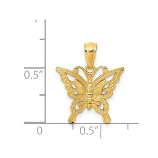 14k Yellow Gold Diamond-cut Butterfly Pendant YC966