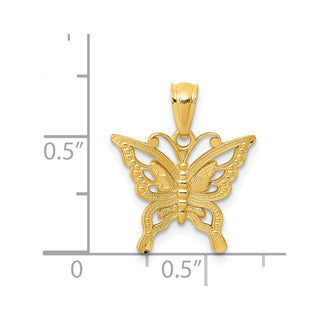 14k Yellow Gold Diamond-cut Butterfly Pendant YC966