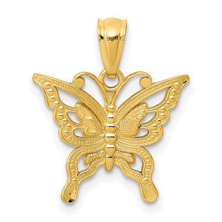 14k Yellow Gold Diamond-cut Butterfly Pendant YC966
