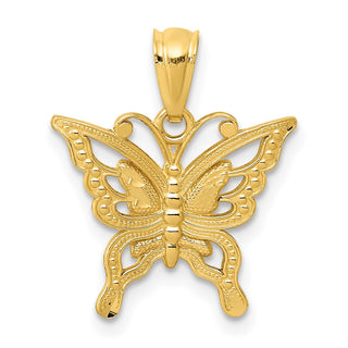 14k Yellow Gold Diamond-cut Butterfly Pendant YC966