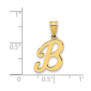 14k Yellow Gold B Script Initial Pendant