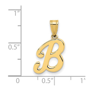 14k Yellow Gold B Script Initial Pendant