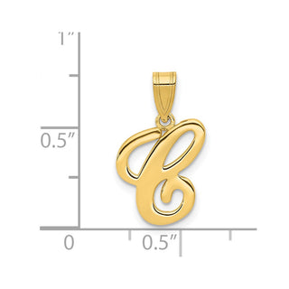 14k Yellow Gold C Script Initial Pendant