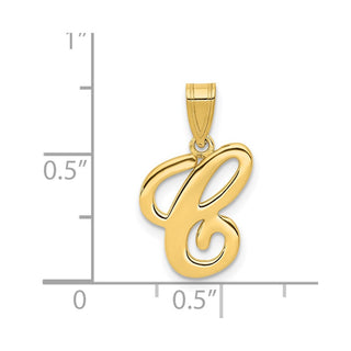 14k Yellow Gold C Script Initial Pendant
