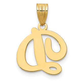 14k Yellow Gold D Script Initial Pendant