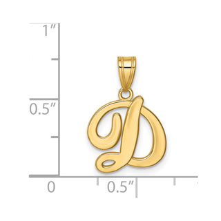 14k Yellow Gold D Script Initial Pendant