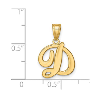 14k Yellow Gold D Script Initial Pendant