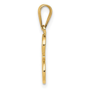 14k Yellow Gold E Script Initial Pendant